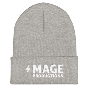 Mage Productions Classic Logo Cuffed Beanie / Tuque - White Lettering - Heather Grey