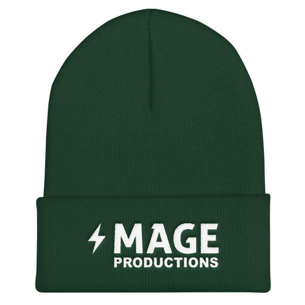 Mage Productions Classic Logo Cuffed Beanie / Tuque - White Lettering - Spruce