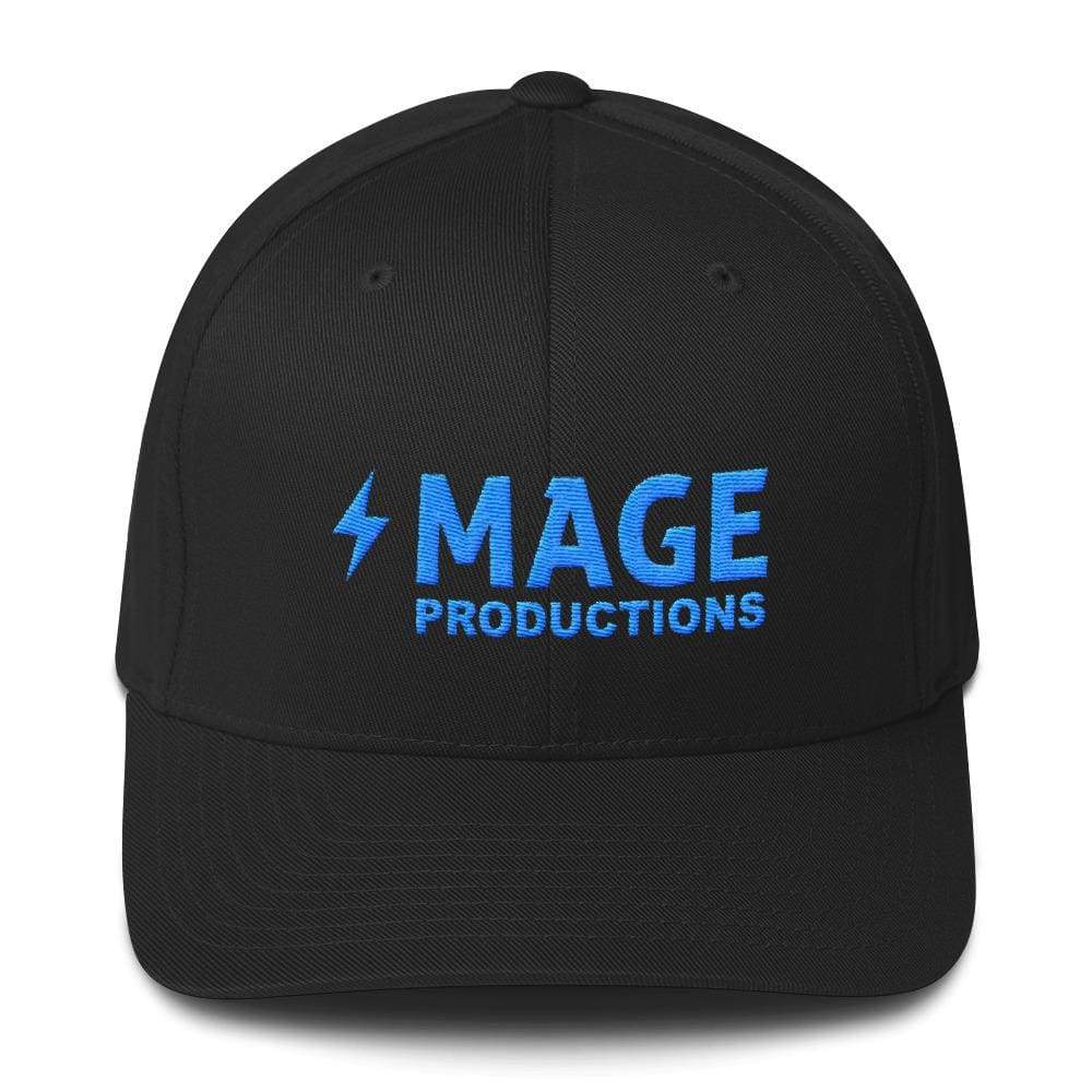 Mage Productions Classic Logo Structured Twill Flexfit Cap - Teal Lettering - Black / S/M