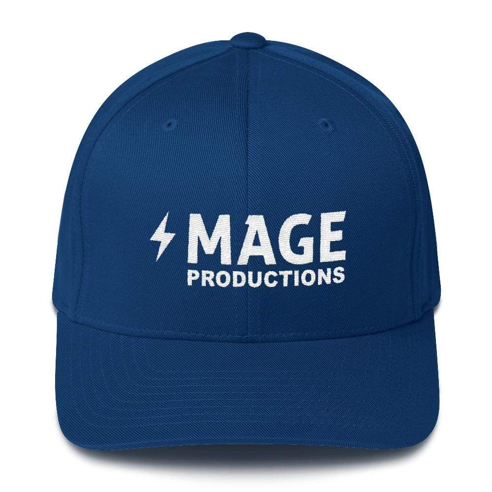 Mage Productions Classic Logo Structured Twill Flexfit Cap - White Lettering - Royal Blue / S/M