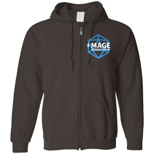 Mage Productions D20 Logo Unisex 50/50 Zip Hoodie - Dark Chocolate / S