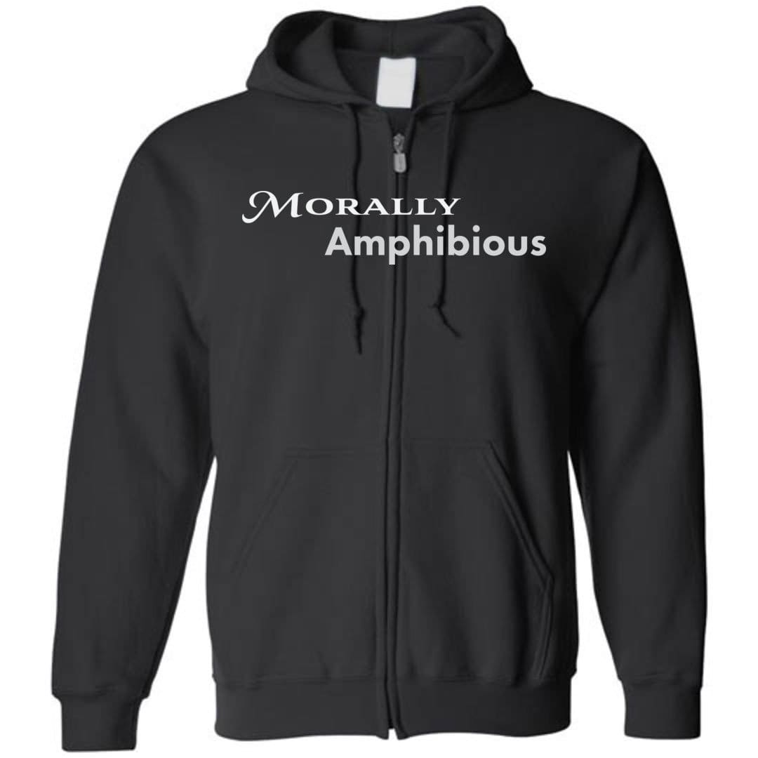 Morally Amphibious Unisex Zip Hoodie - Black / S