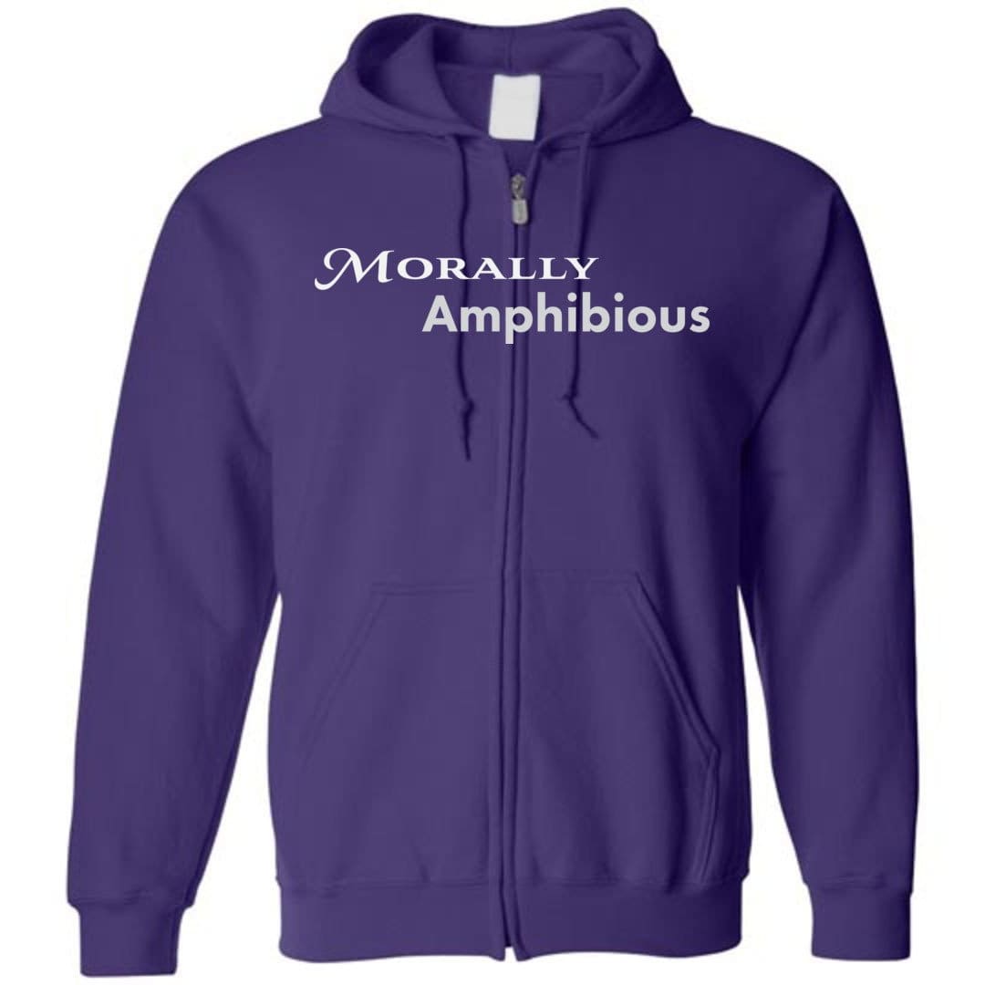 Morally Amphibious Unisex Zip Hoodie - Purple / S