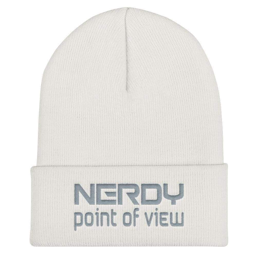 NerdyPOV Nerdwave Grey Cuffed Beanie / Tuque - White