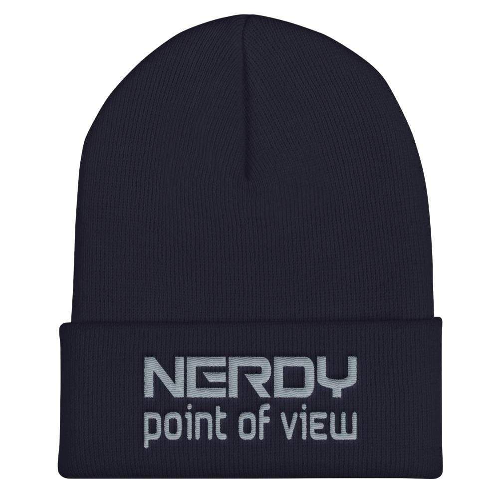 NerdyPOV Nerdwave Grey Cuffed Beanie / Tuque - Navy