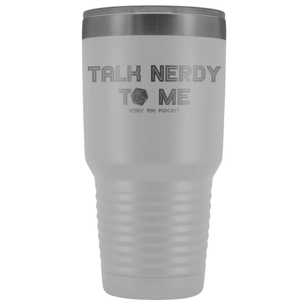 NerdyPOV Talk Nerdy D20 30oz Vacuum Tumbler - White - Tumblers