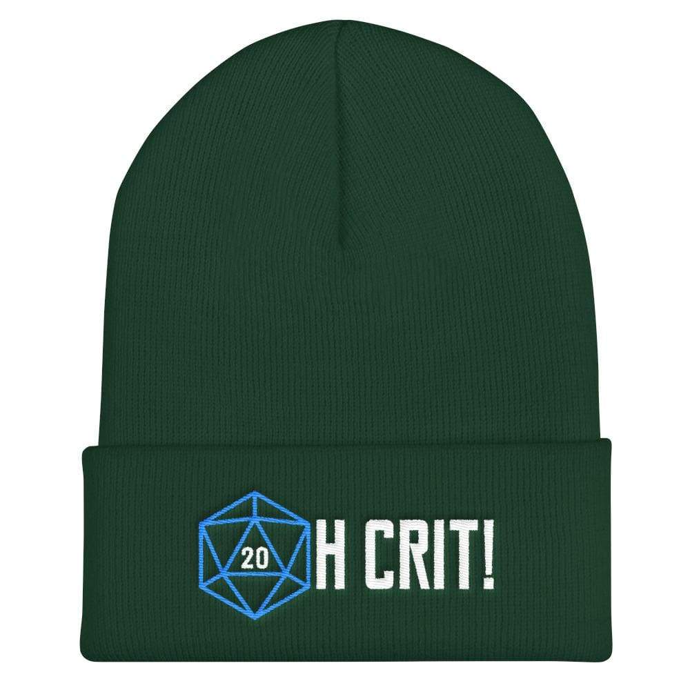 OH CRIT! D20 Teal/White Cuffed Beanie / Tuque - Spruce