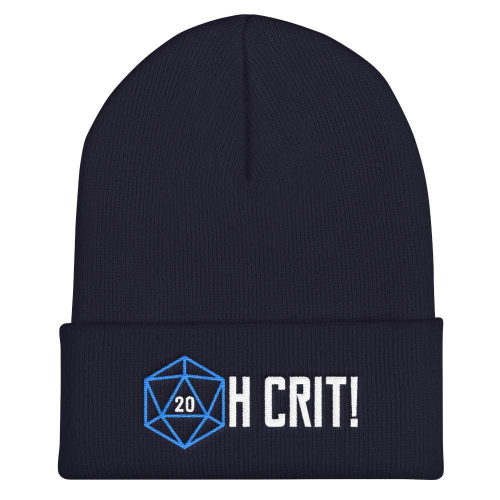 OH CRIT! D20 Teal/White Cuffed Beanie / Tuque - Navy