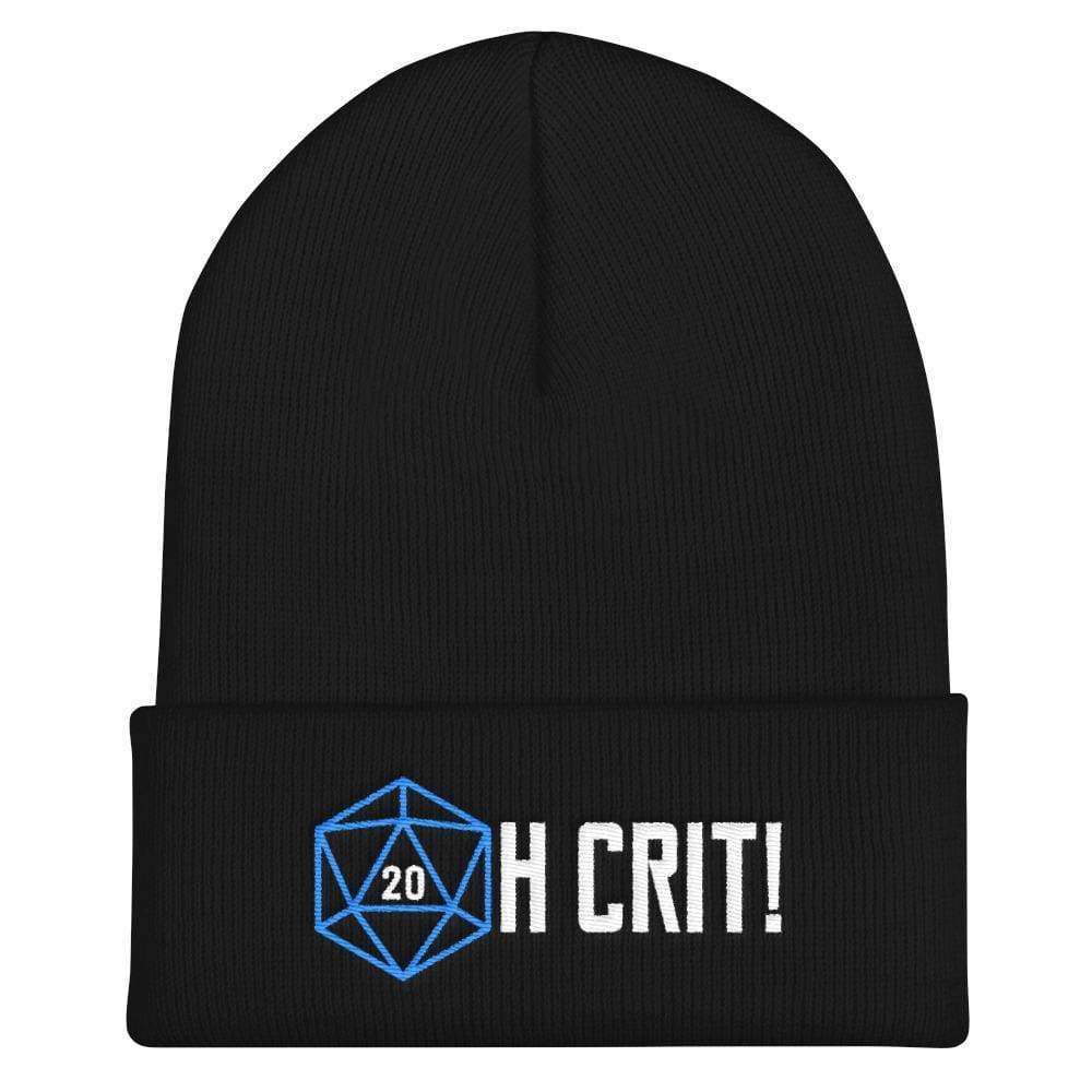 OH CRIT! D20 Teal/White Cuffed Beanie / Tuque - Black