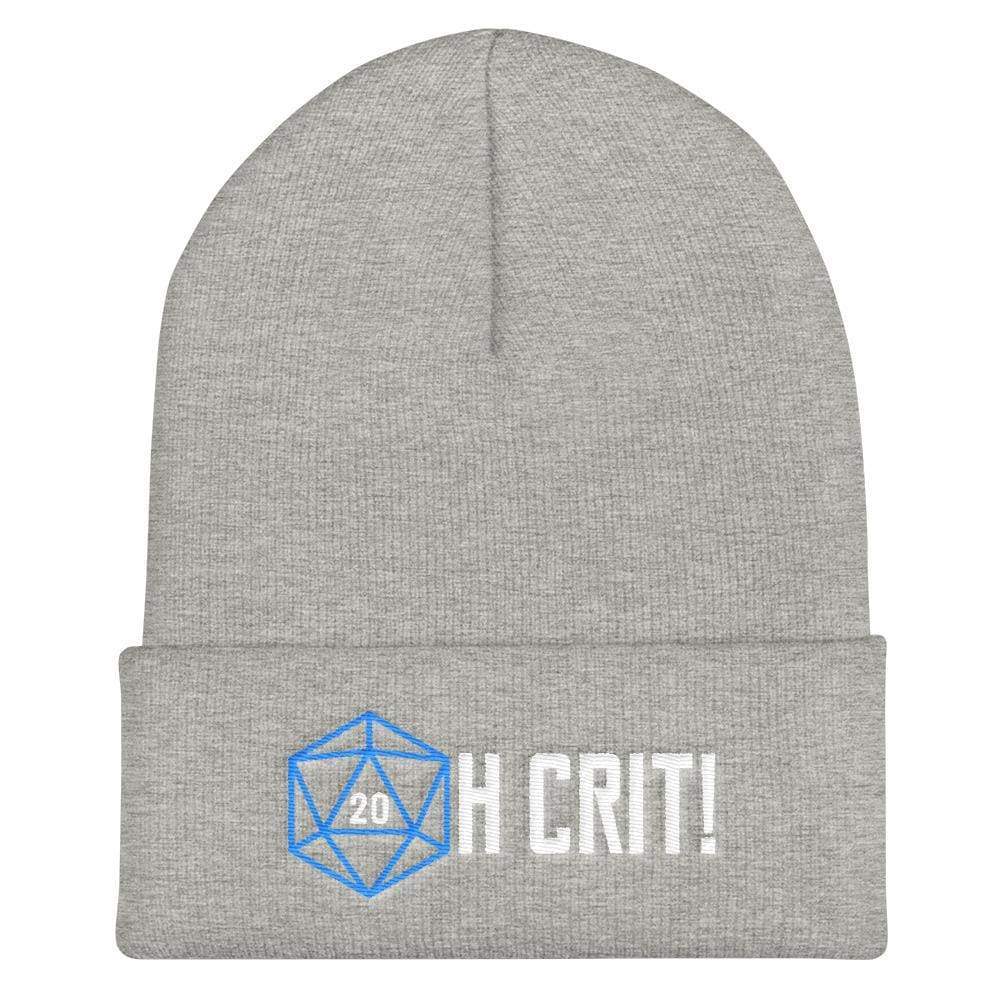 OH CRIT! D20 Teal/White Cuffed Beanie / Tuque - Heather Grey