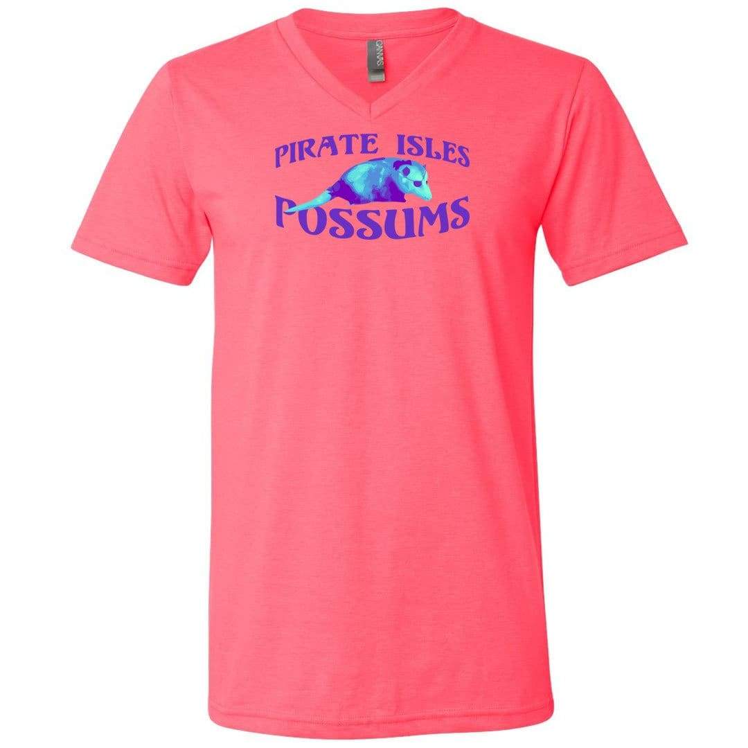 Pirate Isles Possums Light Unisex Premium V-Neck Tee - Neon Pink / S