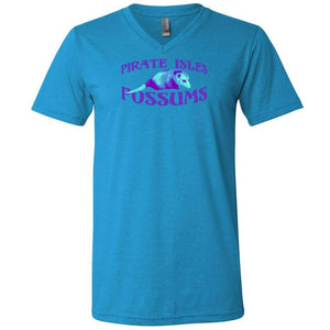 Pirate Isles Possums Light Unisex Premium V-Neck Tee - Neon Blue / S
