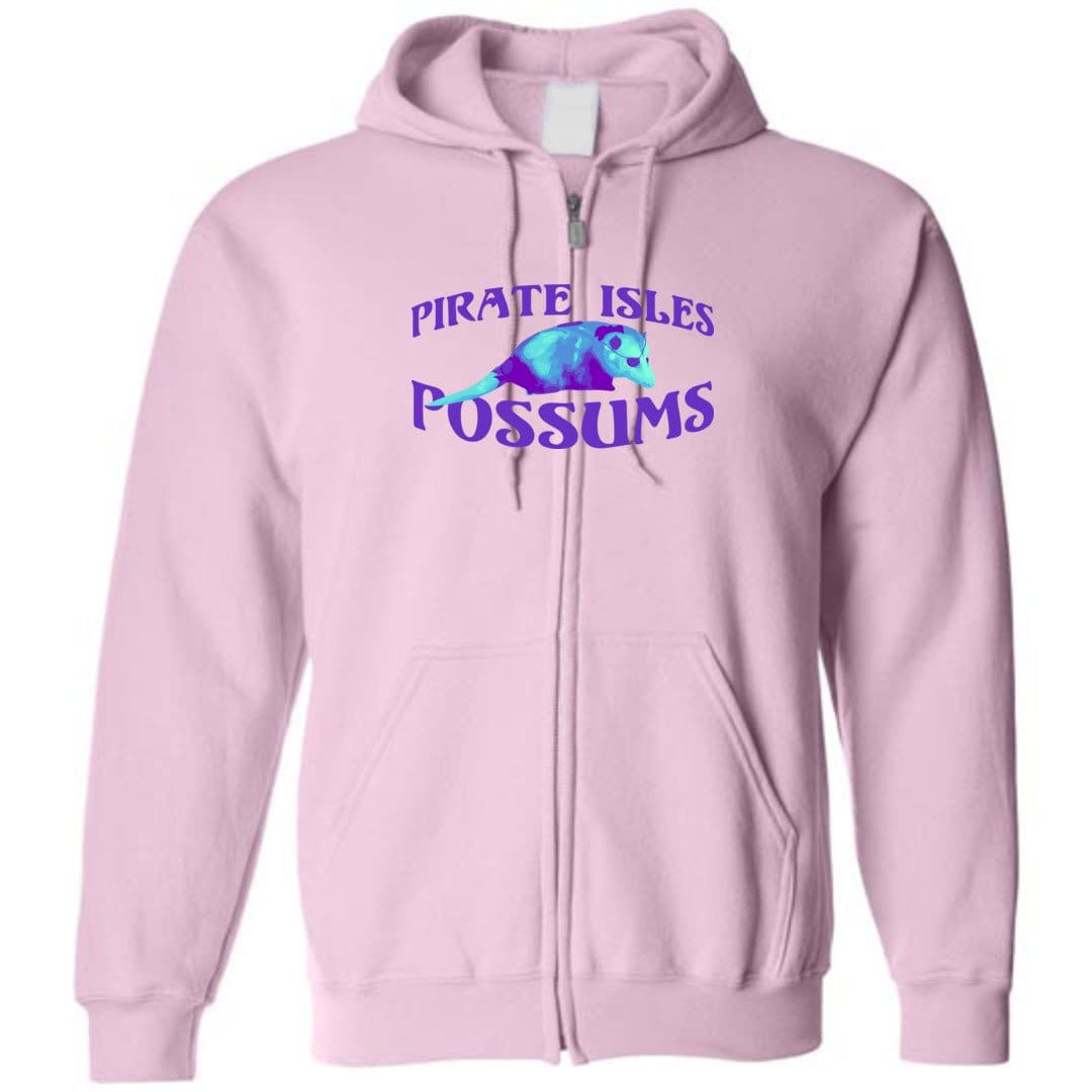 Pirate Isles Possums Light Unisex Zip Hoodie - Light Pink / S