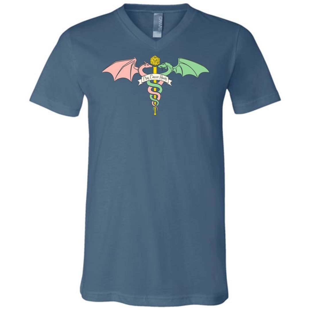 Play Cancer Away Unisex Premium V-Neck Tee - Steel Blue / S