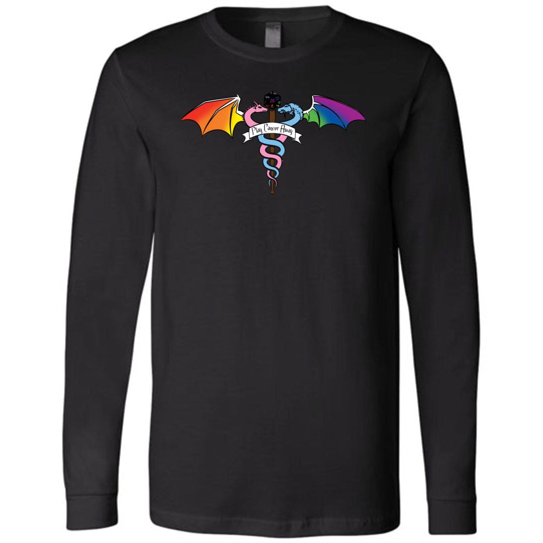 Play Cancer Away with Pride Unisex Premium Long Sleeve Tee - Black / XS