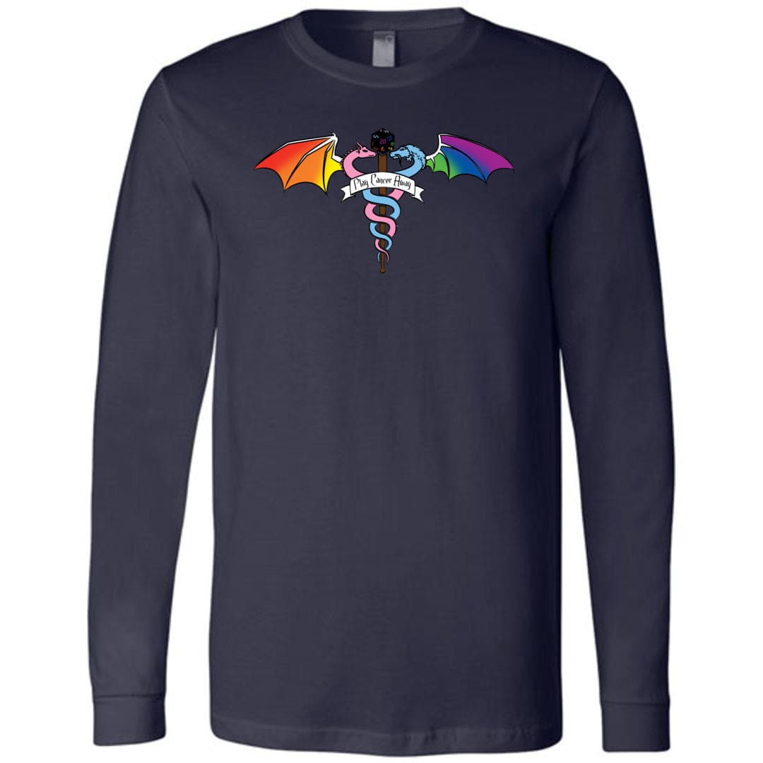 Play Cancer Away with Pride Unisex Premium Long Sleeve Tee - Navy / S