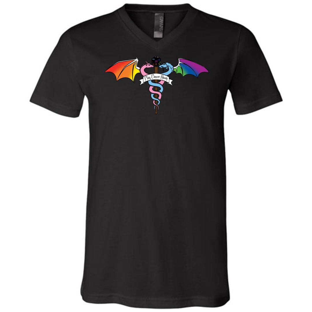 Play Cancer Away with Pride Unisex Premium V-Neck Tee - Black / S