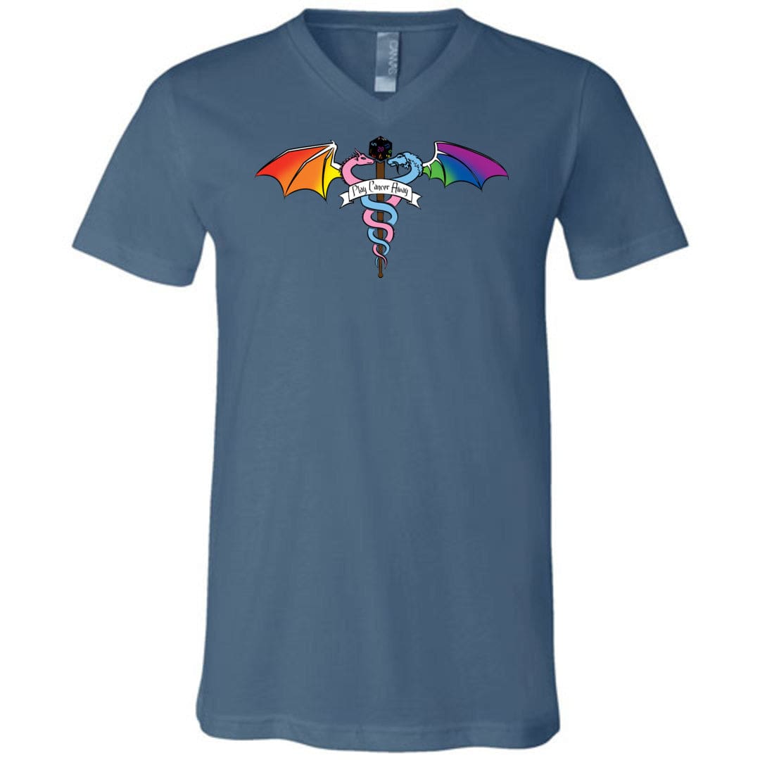 Play Cancer Away with Pride Unisex Premium V-Neck Tee - Steel Blue / S