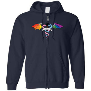 Play Cancer Away with Pride Unisex Zip Hoodie - Navy / S