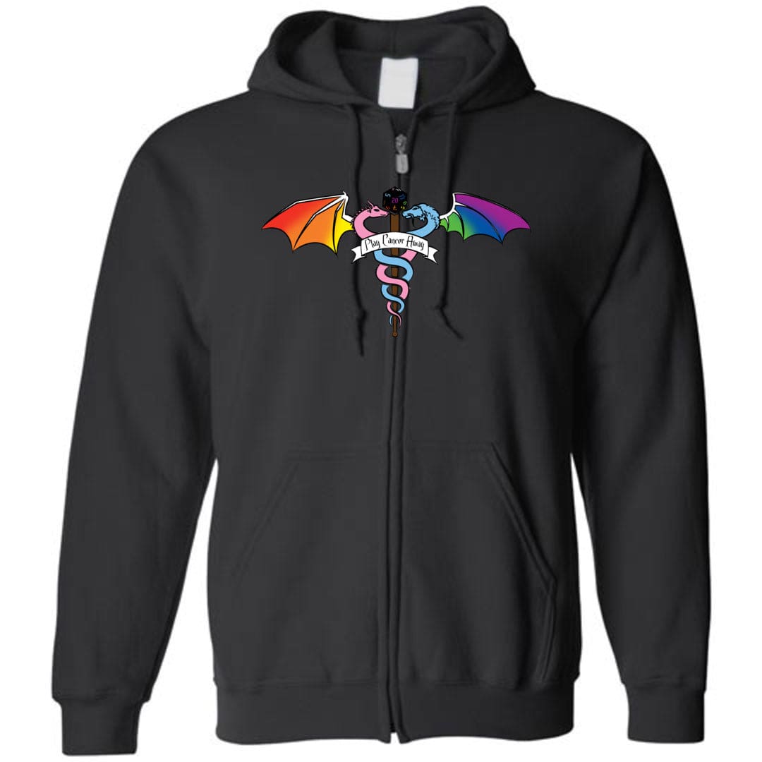 Play Cancer Away with Pride Unisex Zip Hoodie - Black / S