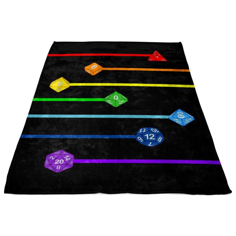 Polyhedral Pride - Rainbow Dice Fleece Blanket - Blankets