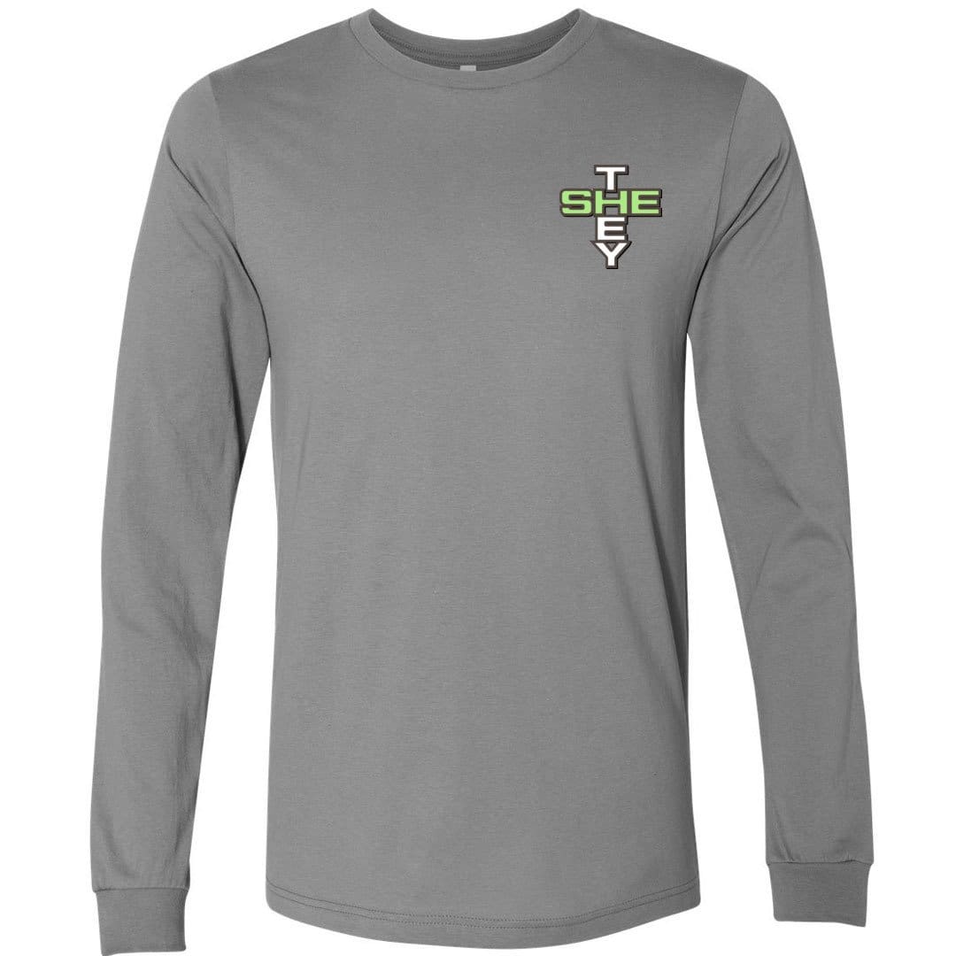 Pronoun Crossword She They Unisex Premium Long Sleeve Tee - Storm / S