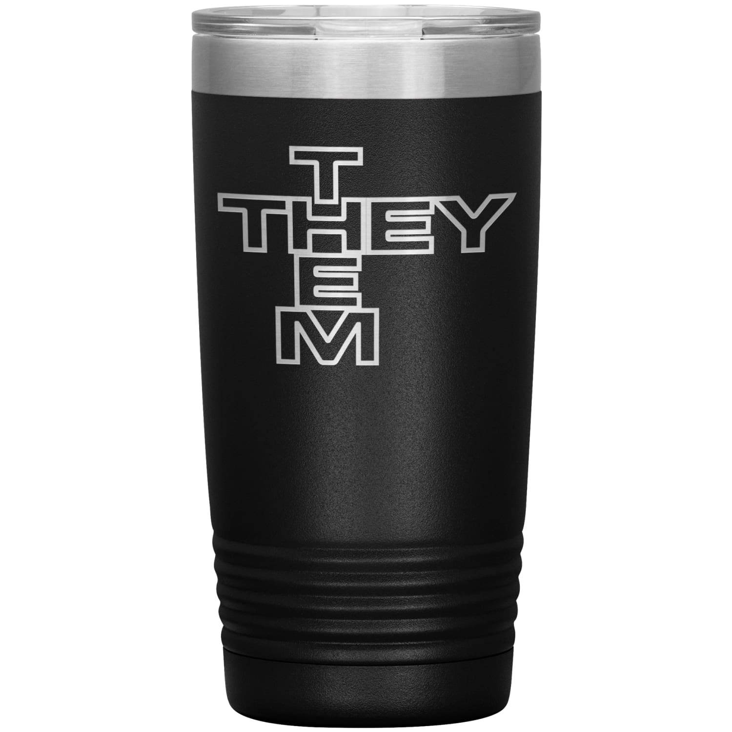 Pronoun Crossword They Them 20oz Vacuum Tumbler - Black - Tumblers