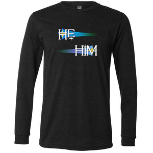 Pronoun Wishing Star He Him Unisex Premium Long Sleeve Tee - Dark Grey Heather / XS - SoMattyGameZ