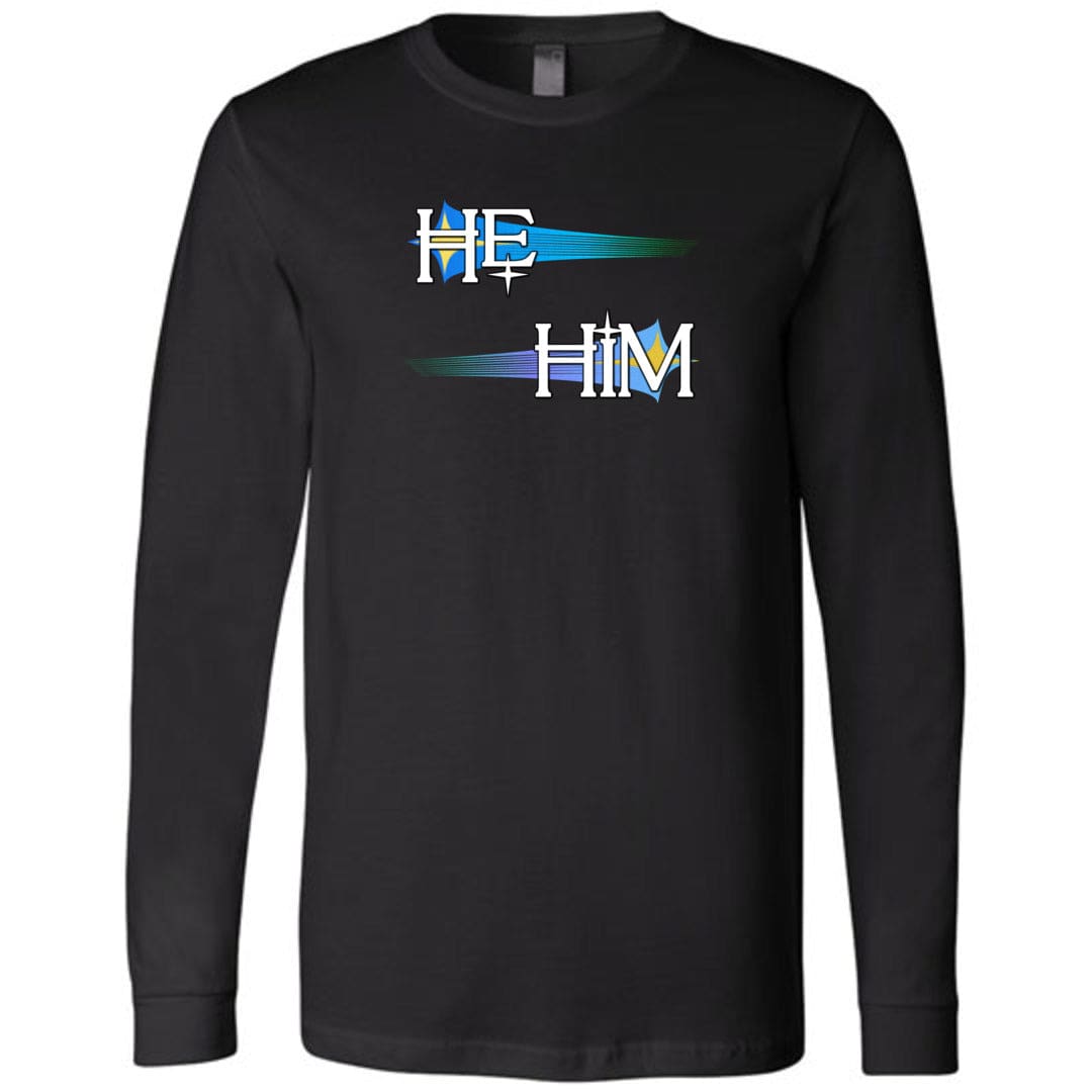 Pronoun Wishing Star He Him Unisex Premium Long Sleeve Tee - Black / XS - SoMattyGameZ
