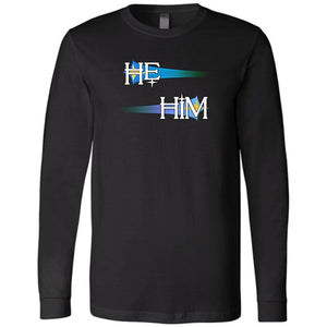 Pronoun Wishing Star He Him Unisex Premium Long Sleeve Tee - Black / XS - SoMattyGameZ
