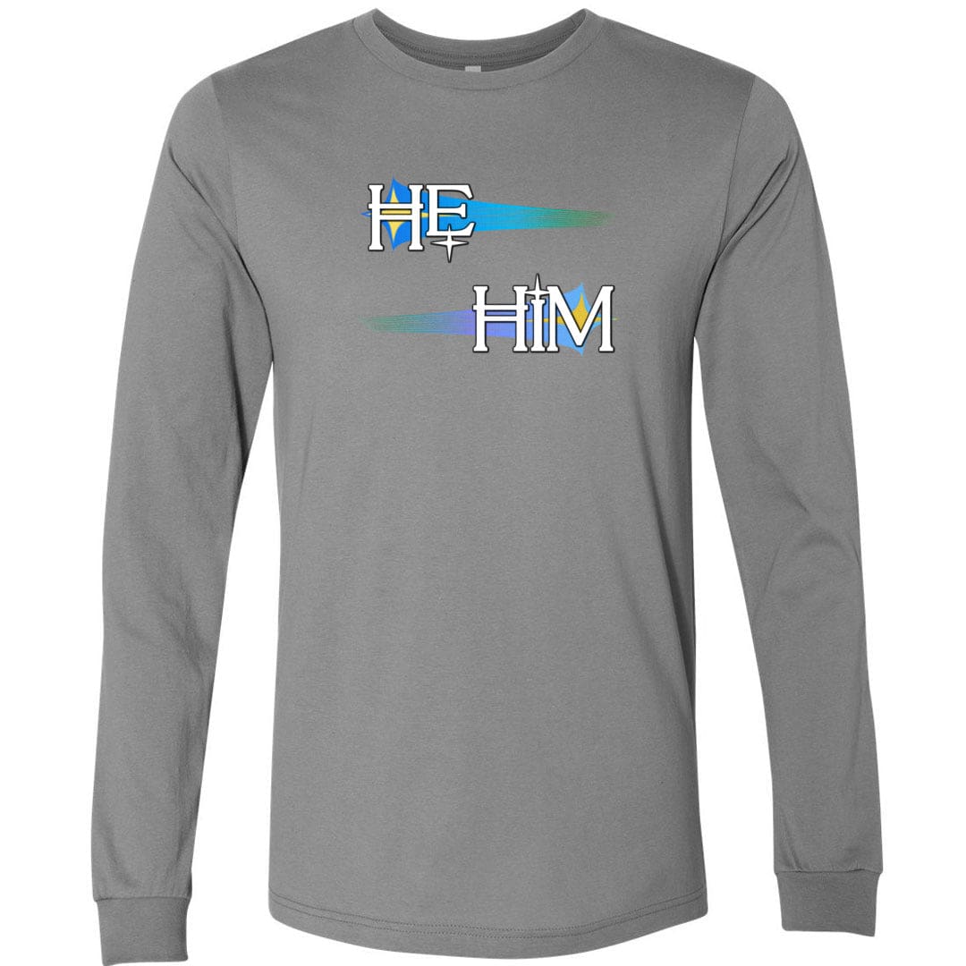 Pronoun Wishing Star He Him Unisex Premium Long Sleeve Tee - Storm / S - SoMattyGameZ