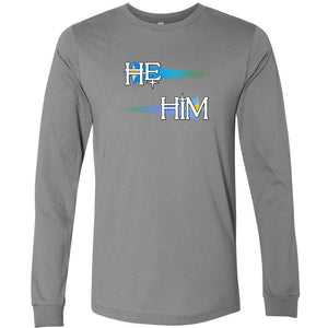 Pronoun Wishing Star He Him Unisex Premium Long Sleeve Tee - Storm / S - SoMattyGameZ