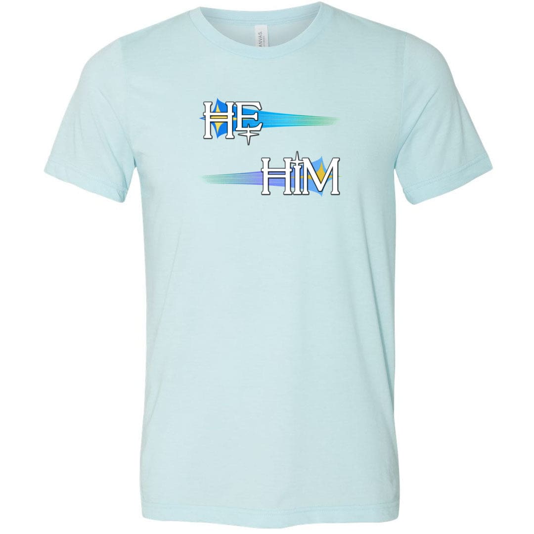 Pronoun Wishing Star He Him Unisex Premium Tee - Heather Ice Blue / XS - SoMattyGameZ