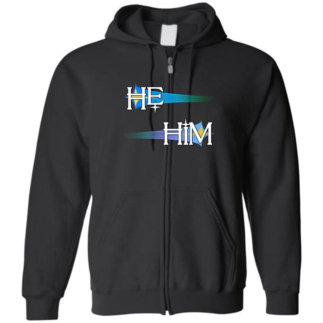 Pronoun Wishing Star He Him Unisex Zip Hoodie - Black / S - SoMattyGameZ