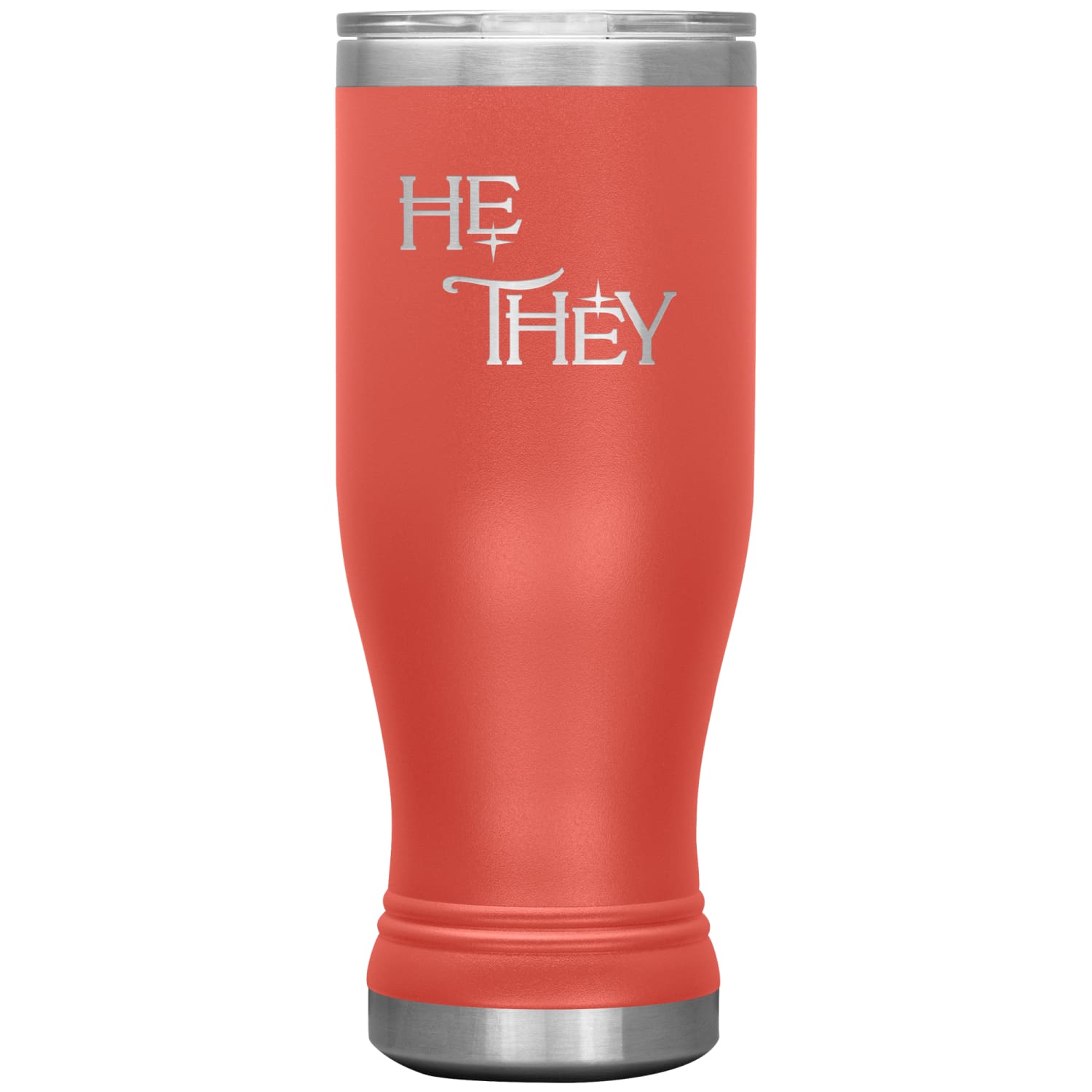 Pronoun Wishing Star He They 20oz BOHO Vacuum Tumbler - Coral - Tumblers