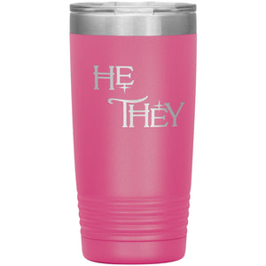 Pronoun Wishing Star He They 20oz Vacuum Tumbler - Pink - Tumblers