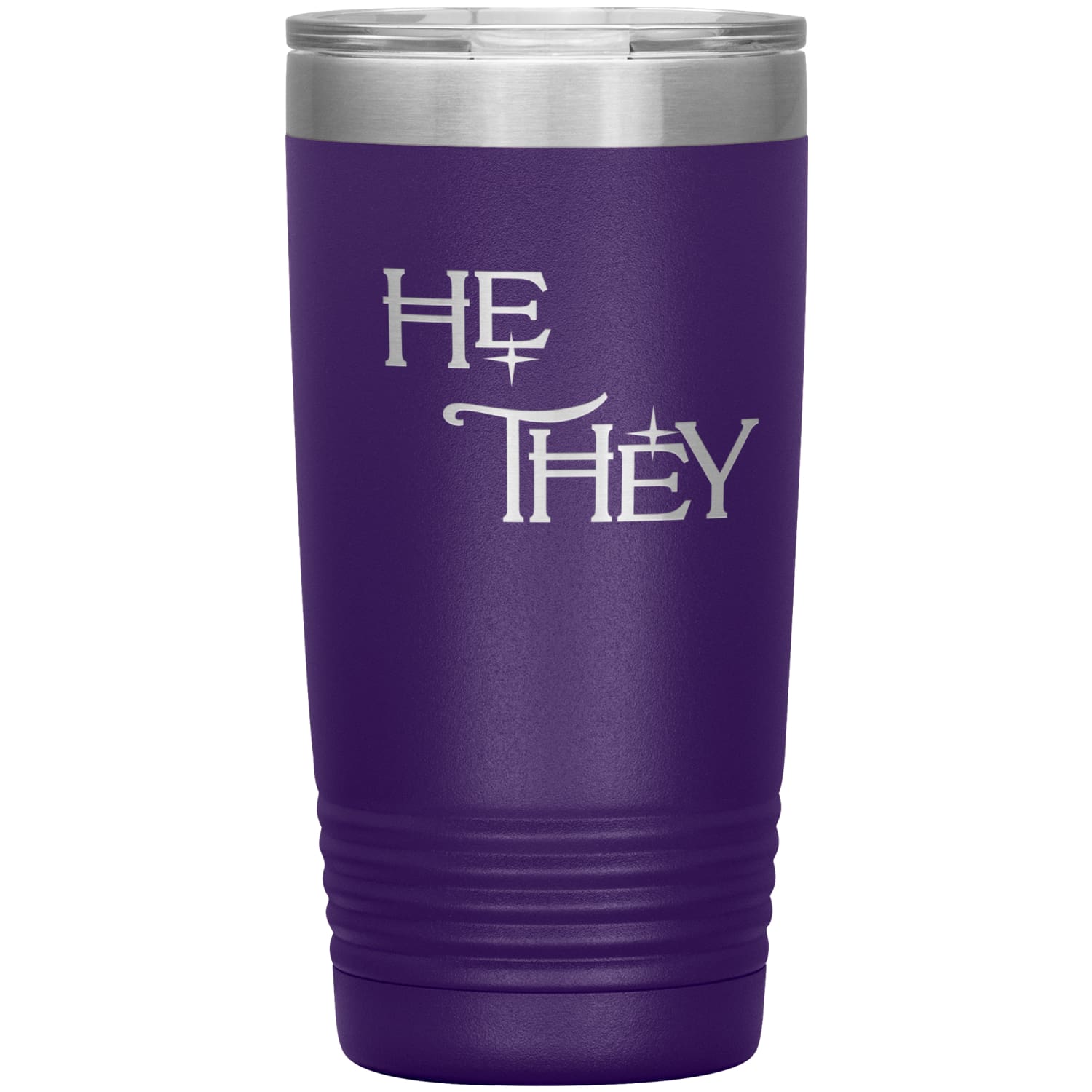 Pronoun Wishing Star He They 20oz Vacuum Tumbler - Purple - Tumblers