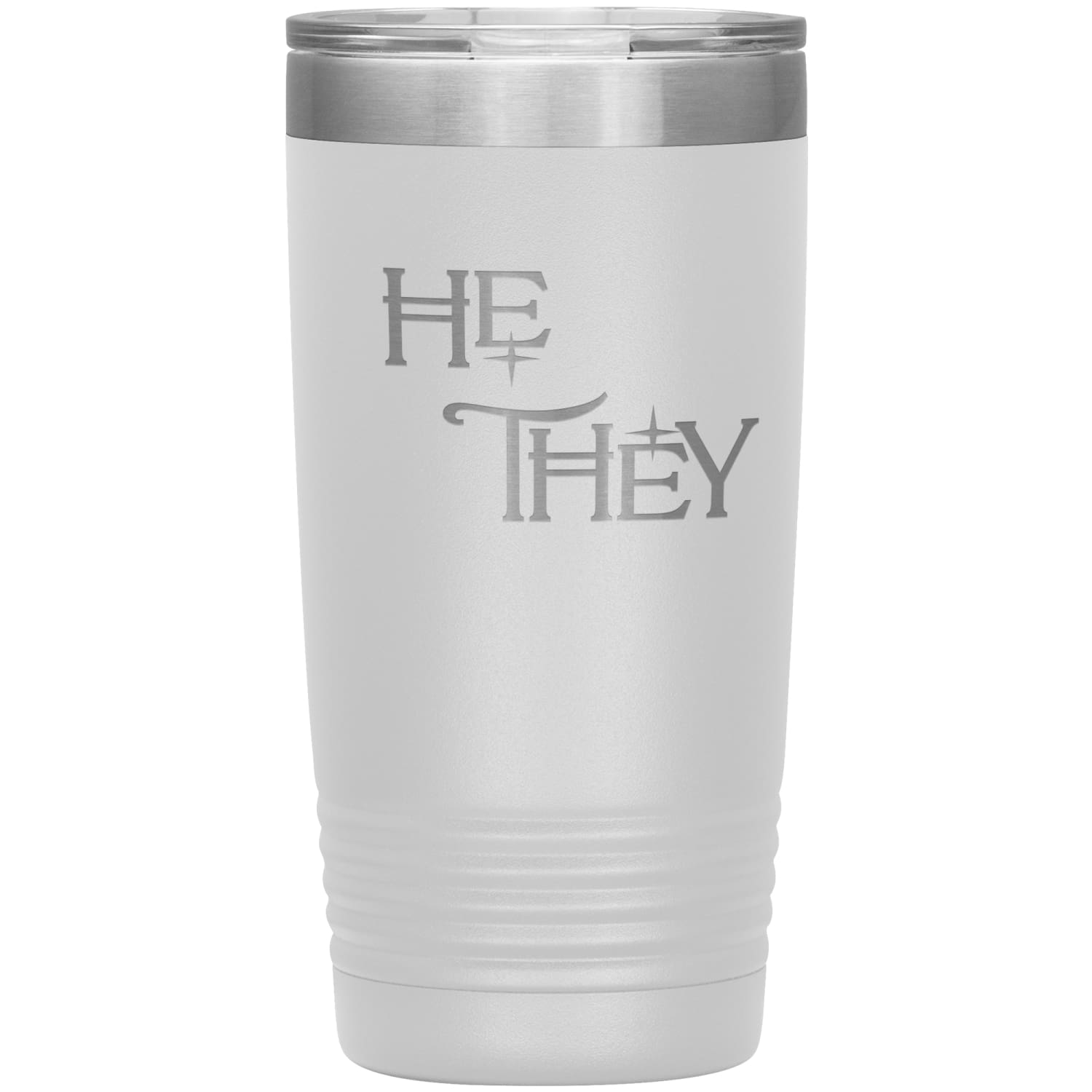Pronoun Wishing Star He They 20oz Vacuum Tumbler - White - Tumblers