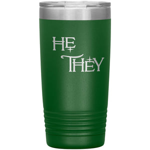 Pronoun Wishing Star He They 20oz Vacuum Tumbler - Green - Tumblers