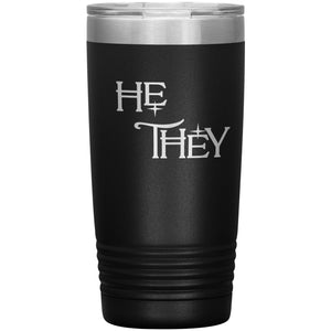 Pronoun Wishing Star He They 20oz Vacuum Tumbler - Black - Tumblers