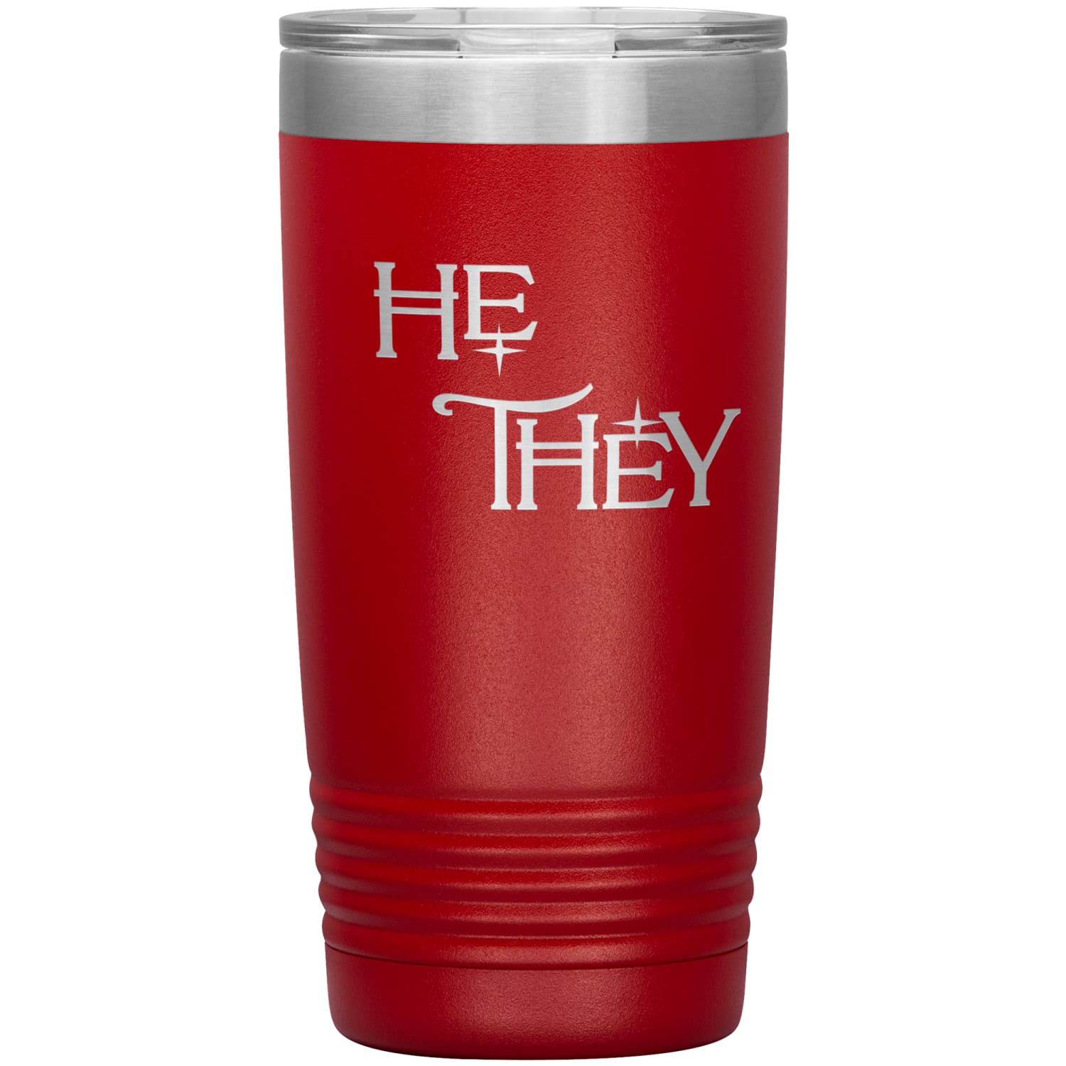Pronoun Wishing Star He They 20oz Vacuum Tumbler - Red - Tumblers