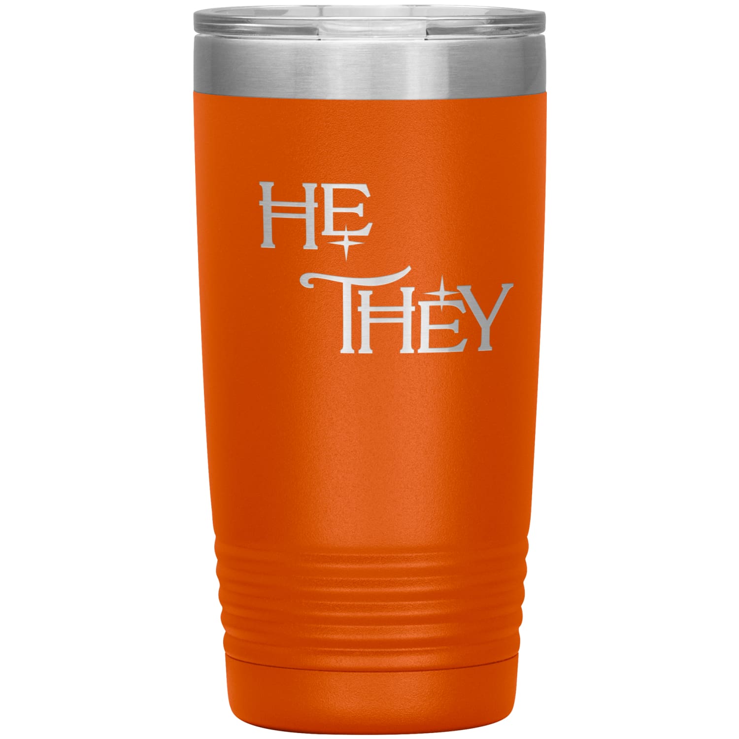 Pronoun Wishing Star He They 20oz Vacuum Tumbler - Orange - Tumblers
