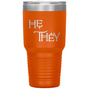 Pronoun Wishing Star He They 30oz Vacuum Tumbler - Orange - Tumblers