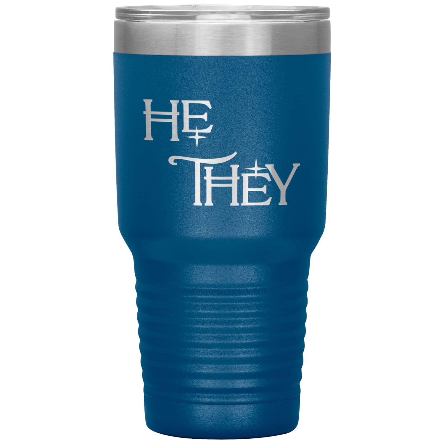 Pronoun Wishing Star He They 30oz Vacuum Tumbler - Blue - Tumblers