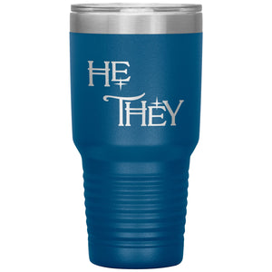 Pronoun Wishing Star He They 30oz Vacuum Tumbler - Blue - Tumblers