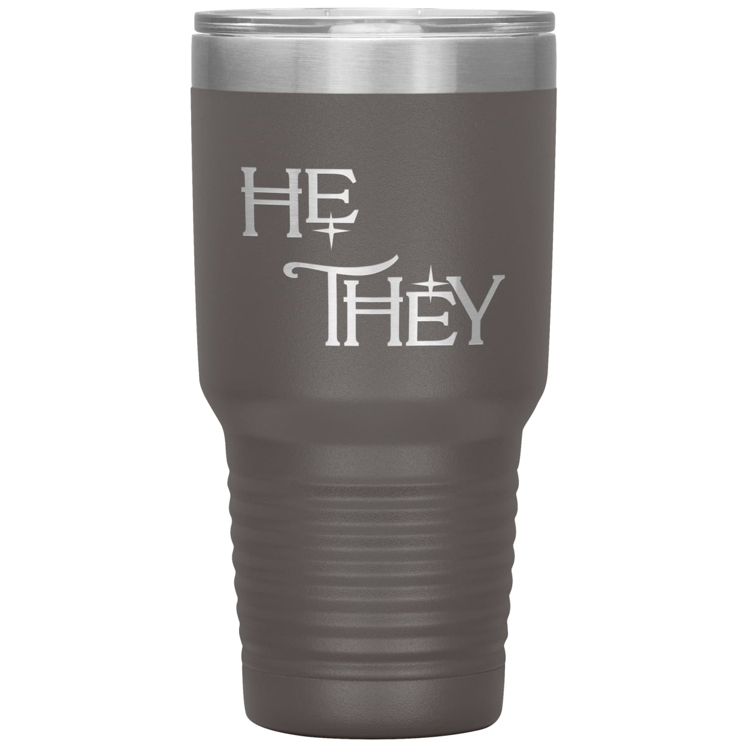 Pronoun Wishing Star He They 30oz Vacuum Tumbler - Pewter - Tumblers