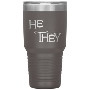 Pronoun Wishing Star He They 30oz Vacuum Tumbler - Pewter - Tumblers
