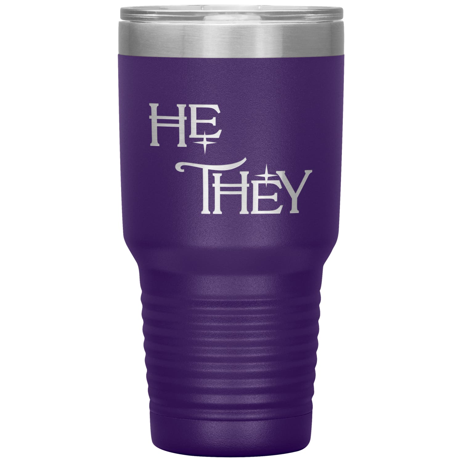 Pronoun Wishing Star He They 30oz Vacuum Tumbler - Purple - Tumblers