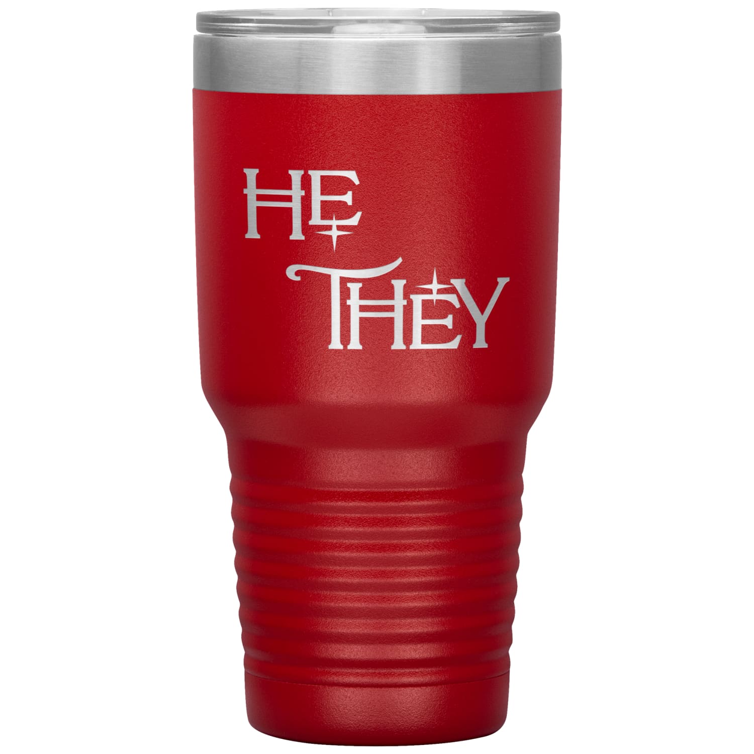 Pronoun Wishing Star He They 30oz Vacuum Tumbler - Red - Tumblers
