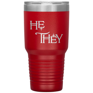 Pronoun Wishing Star He They 30oz Vacuum Tumbler - Red - Tumblers